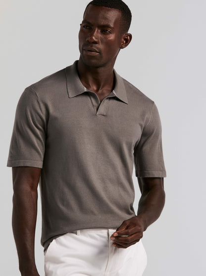 Perry Ellis Clothing Tech Knit Open Collar Sweater Polo