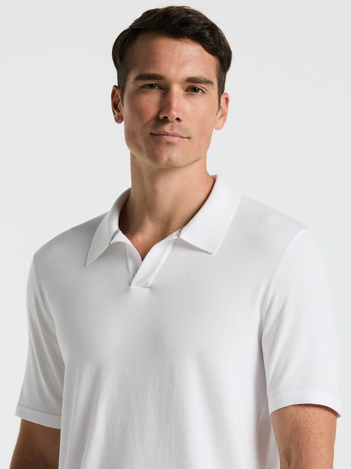 Perry Ellis Clothing Tech Knit Open Collar Sweater Polo