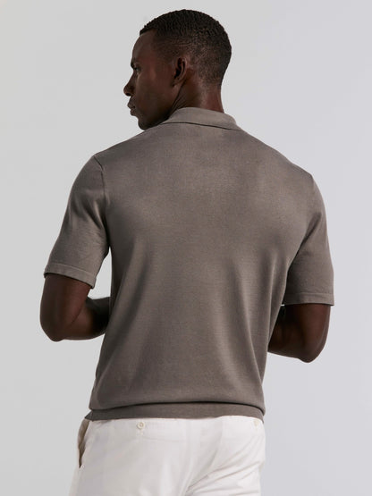Perry Ellis Clothing Tech Knit Open Collar Sweater Polo
