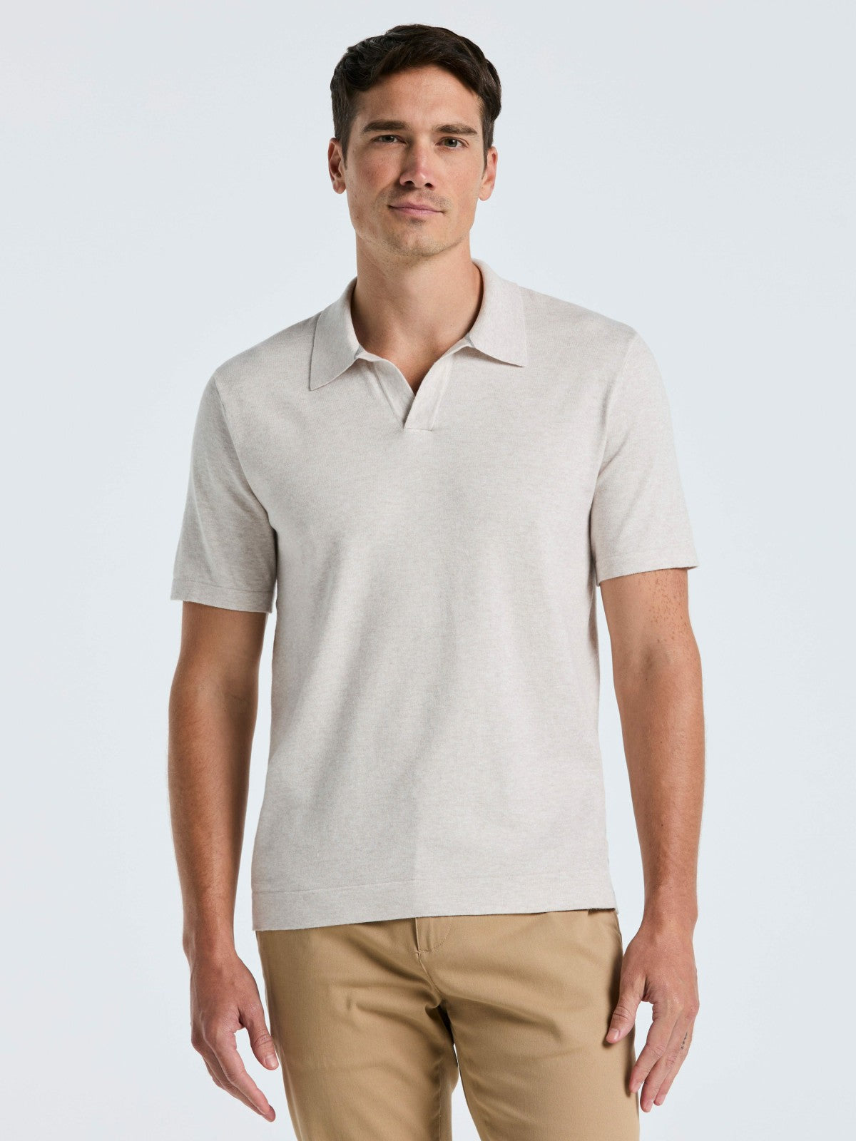 Perry Ellis Clothing Tech Knit Open Collar Sweater Polo