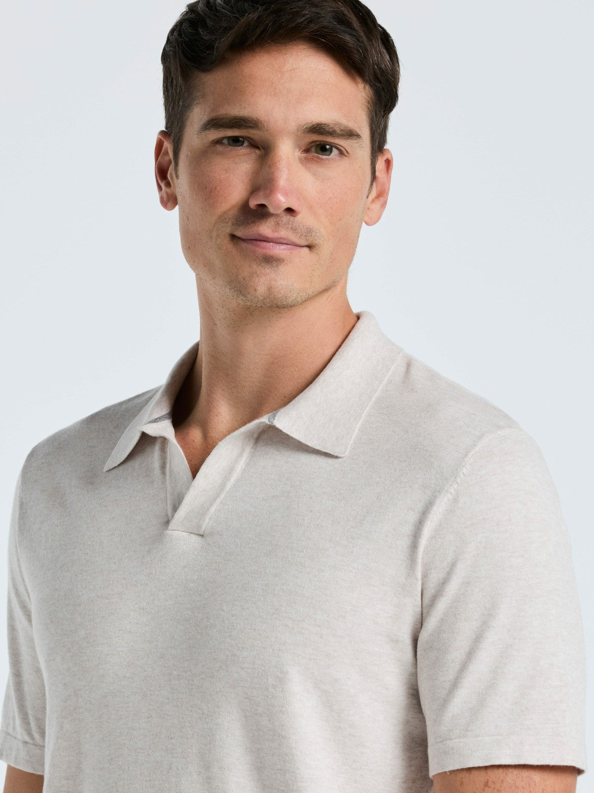 Perry Ellis Clothing Tech Knit Open Collar Sweater Polo