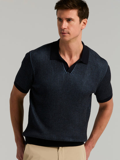 Perry Ellis Clothing Cotton Modal Bi-Color Open Polo Sweater