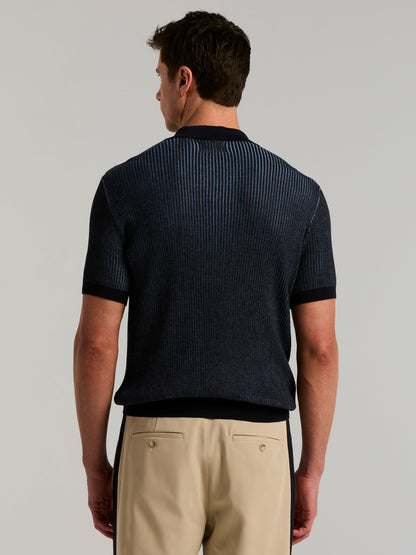Perry Ellis Clothing Cotton Modal Bi-Color Open Polo Sweater