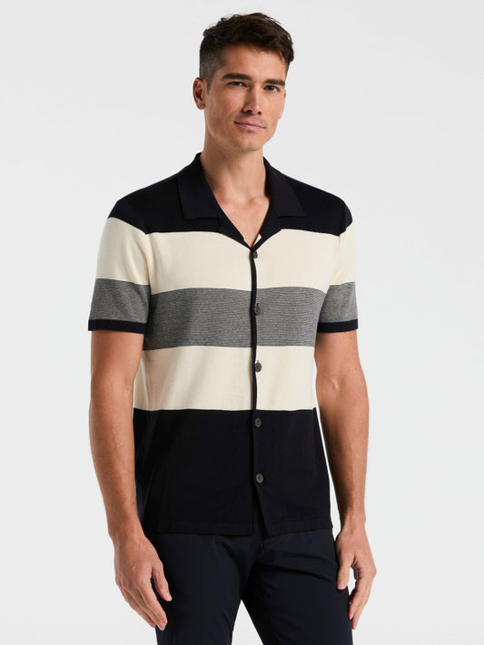 Perry Ellis Clothing Color Block Button Front Sweater