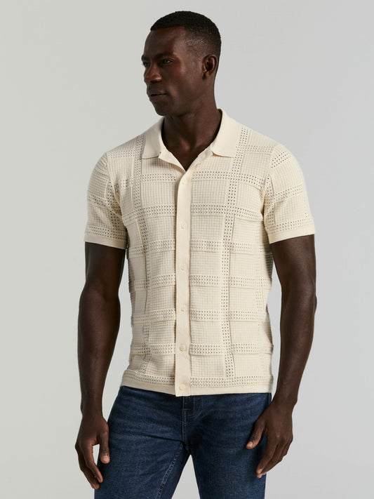 Perry Ellis Clothing Jacquard Pattern Button Front Sweater