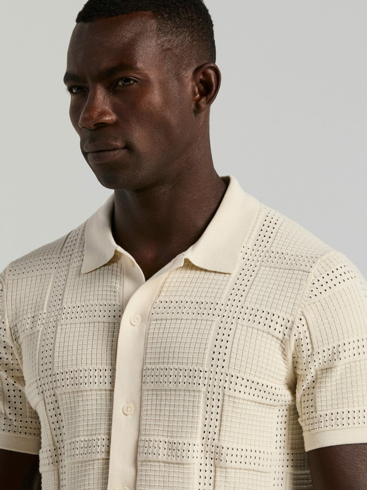 Perry Ellis Clothing Jacquard Pattern Button Front Sweater