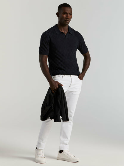 Perry Ellis Clothing Square Pattern Open Collar Polo