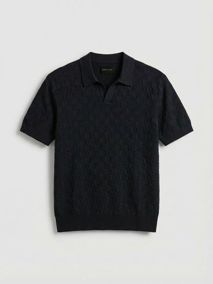 Perry Ellis Clothing Square Pattern Open Collar Polo