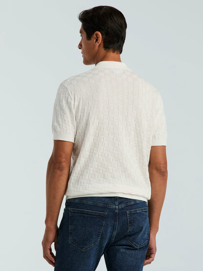 Perry Ellis Clothing Square Pattern Open Collar Polo
