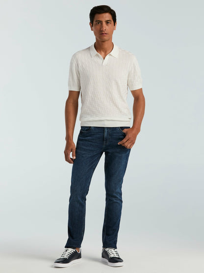 Perry Ellis Clothing Square Pattern Open Collar Polo