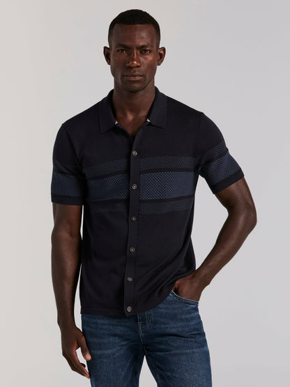 Perry Ellis Clothing Cotton Modal Textured Button Front Sweater
