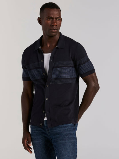Perry Ellis Clothing Cotton Modal Textured Button Front Sweater
