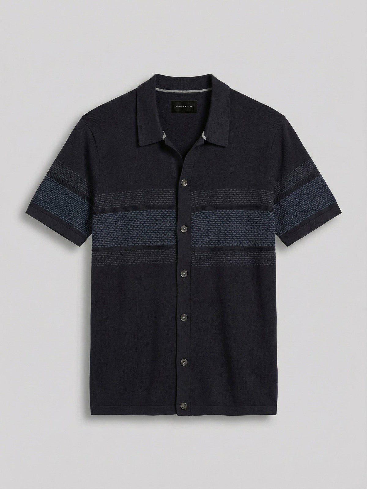Perry Ellis Clothing Cotton Modal Textured Button Front Sweater