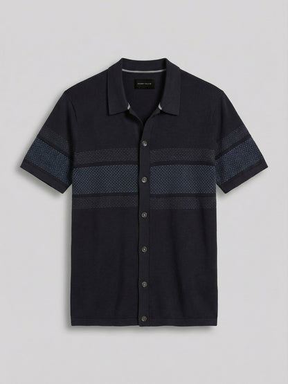 Perry Ellis Clothing Cotton Modal Textured Button Front Sweater