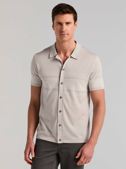 Perry Ellis Clothing Cotton Modal Textured Button Front Sweater
