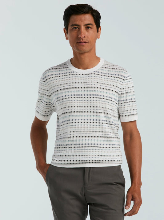 Perry Ellis Clothing Multi Color Geometric Print Crew Sweater
