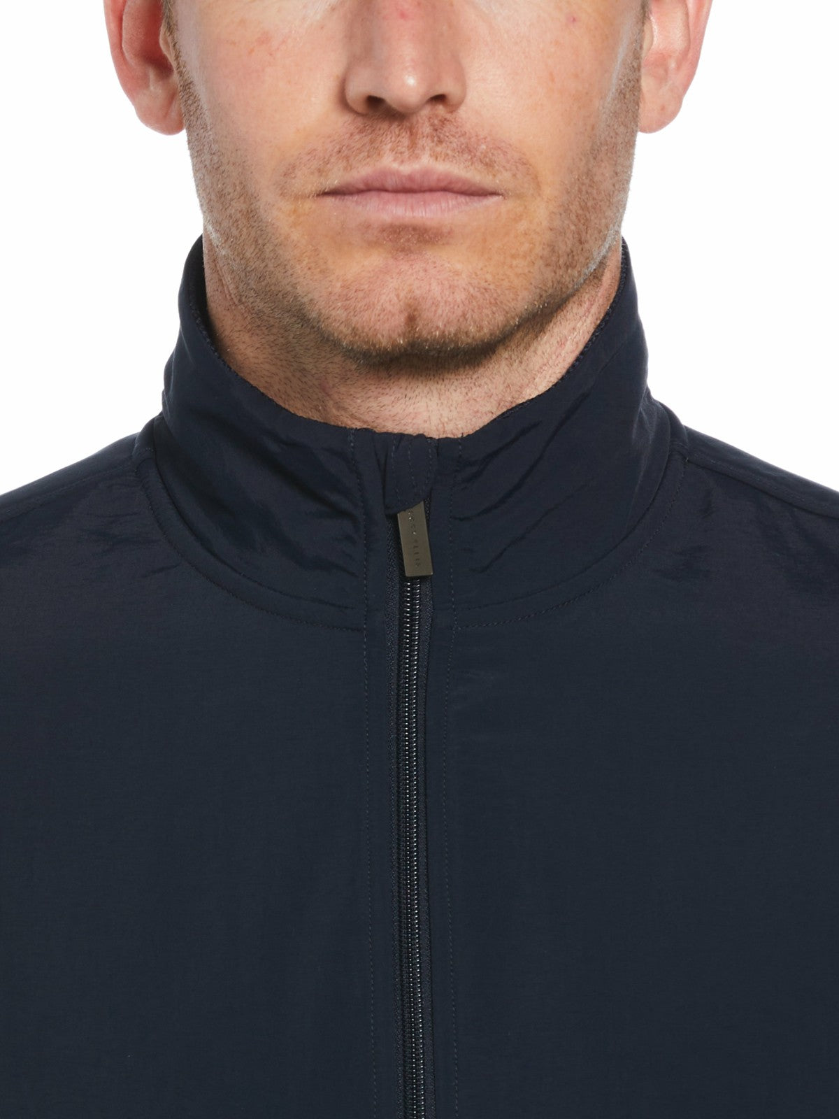 Perry Ellis Clothing Heathered Full Zip Mock Neck Fleece Jacket