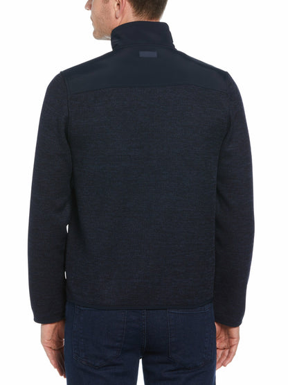 Perry Ellis Clothing Heathered Full Zip Mock Neck Fleece Jacket