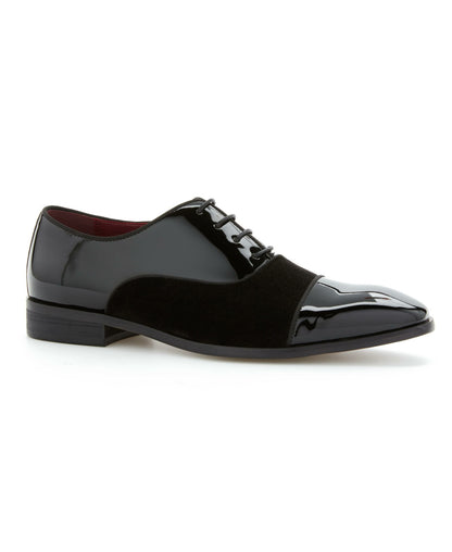 Perry Ellis Shoes Patent Velvet Cap Toe Oxford
