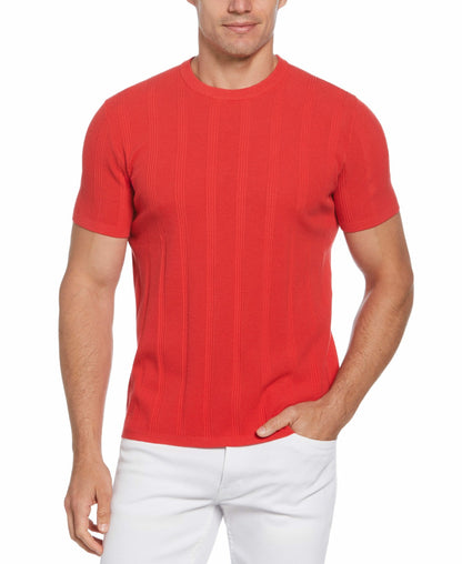 Perry Ellis Shoes Tech Knit Striped Crew Neck Shirt