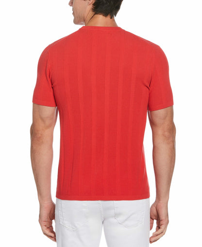 Perry Ellis Shoes Tech Knit Striped Crew Neck Shirt