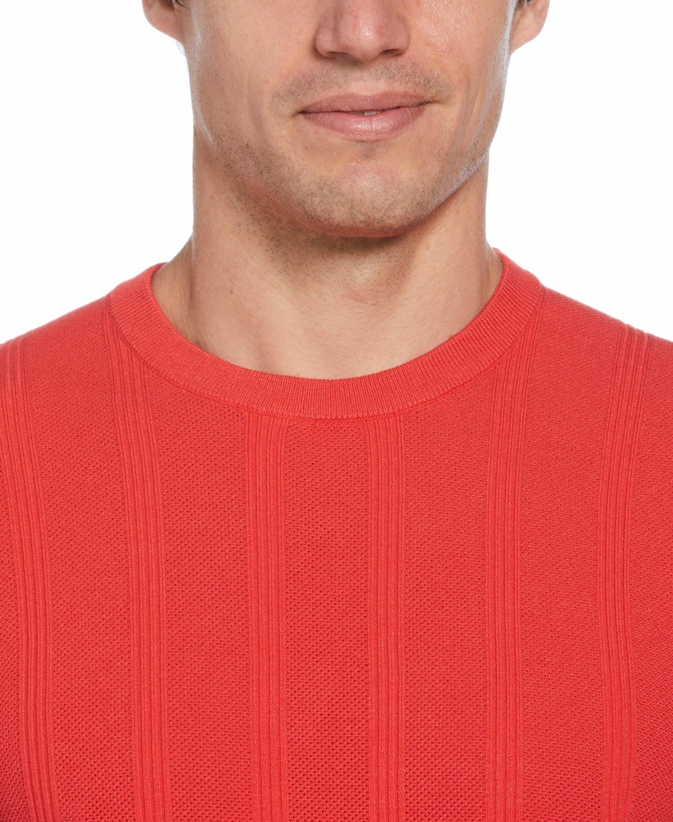 Perry Ellis Shoes Tech Knit Striped Crew Neck Shirt