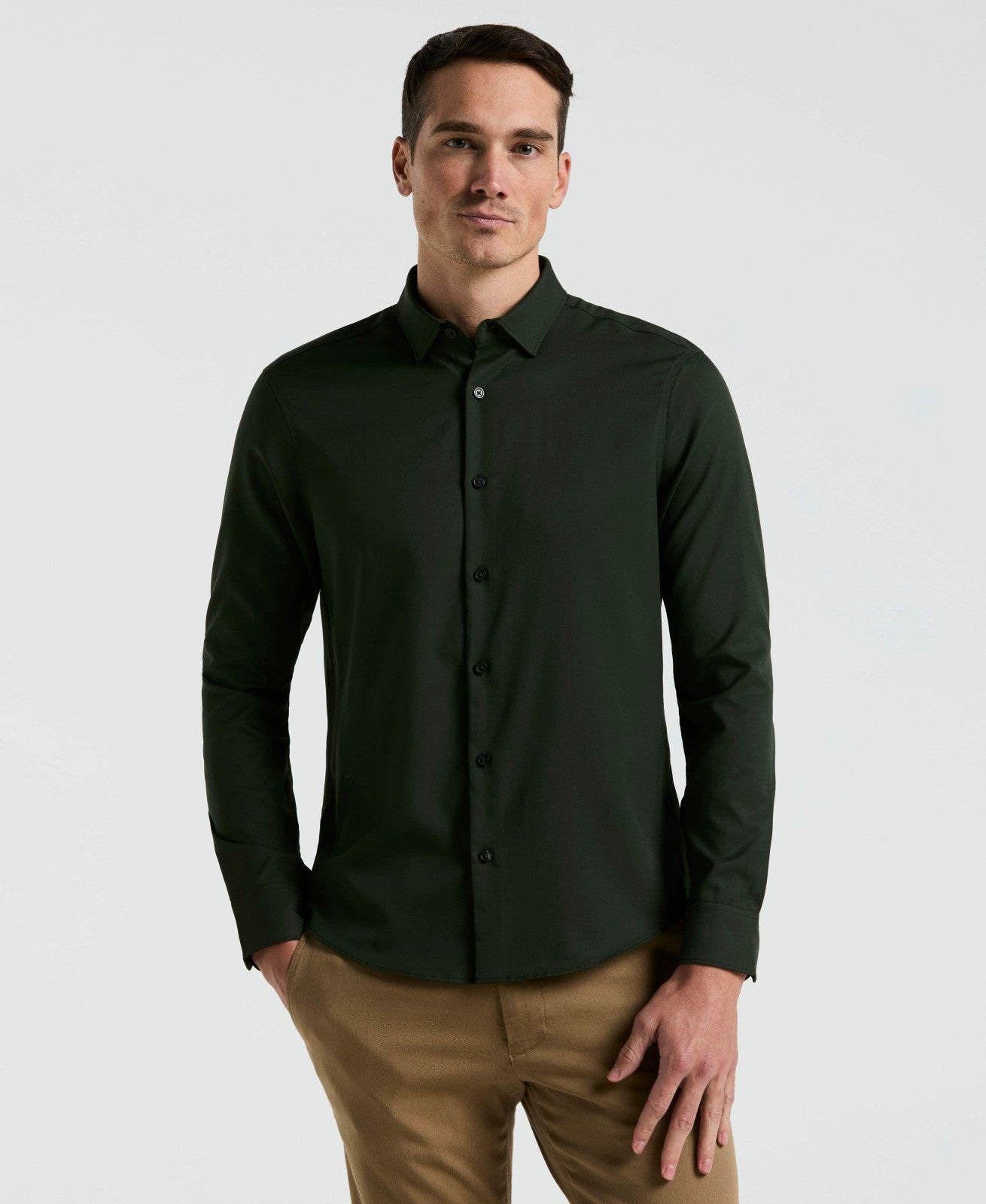 Perry Ellis Shoes Men's Untucked Slim Fit Stretch Shirt