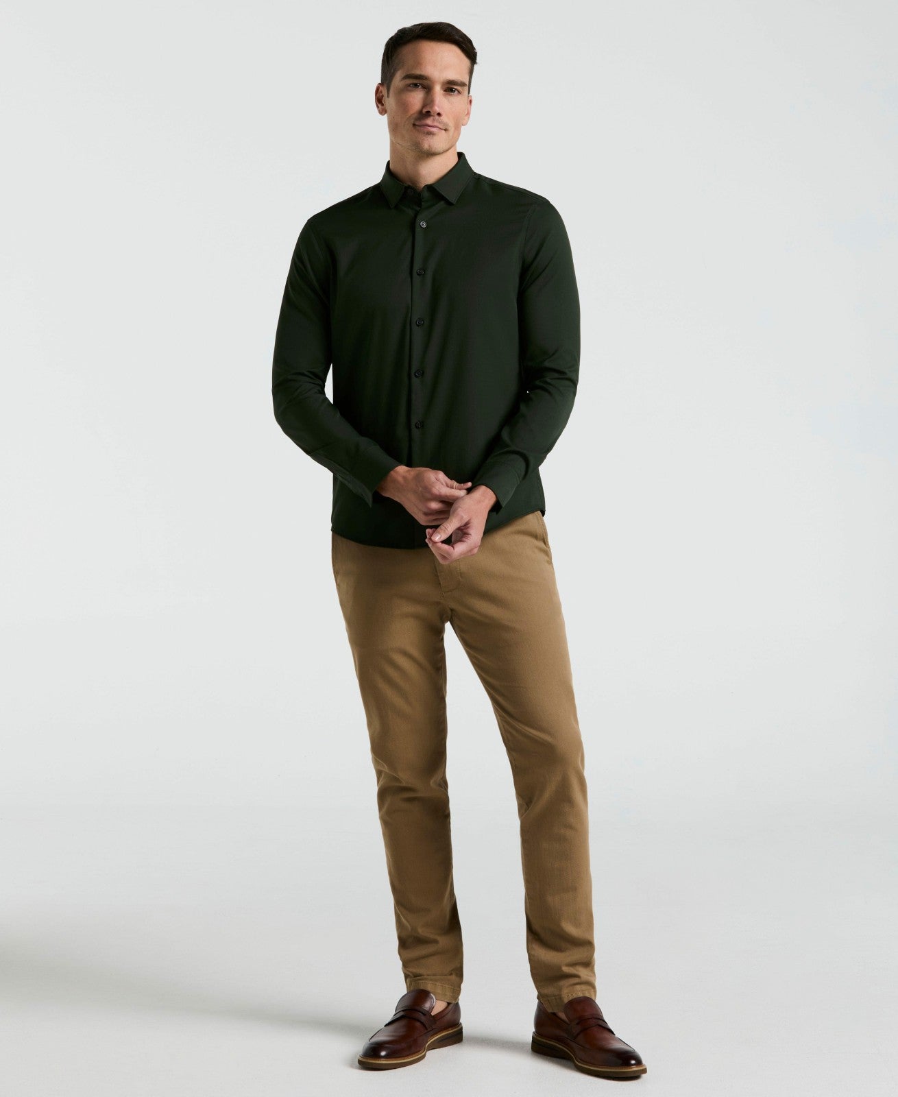 Perry Ellis Shoes Men's Untucked Slim Fit Stretch Shirt