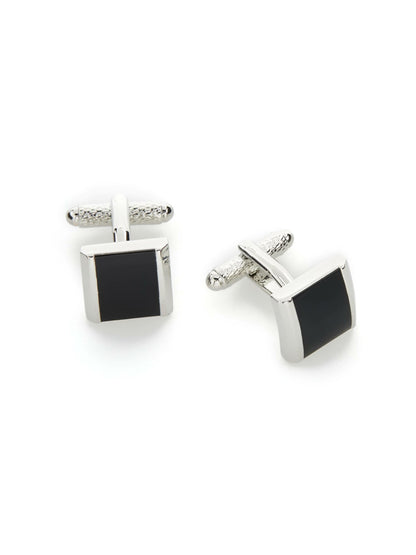 Perry Ellis Shoes Black Square Silver Cufflinks