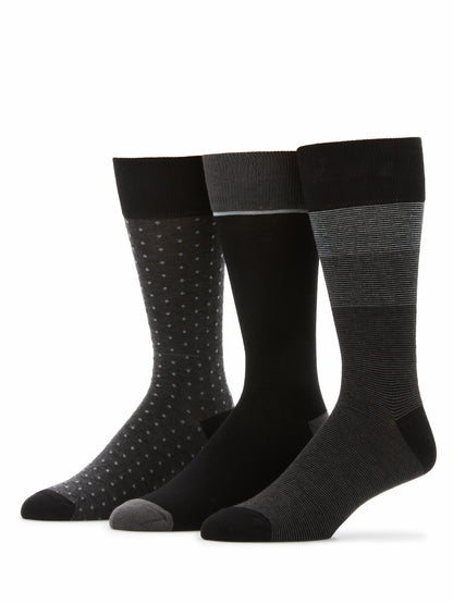 Perry Ellis Shoes 3- Pack Soft Luxury Stripe Color Block Socks
