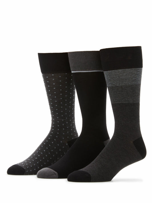 Perry Ellis Shoes 3- Pack Soft Luxury Stripe Color Block Socks