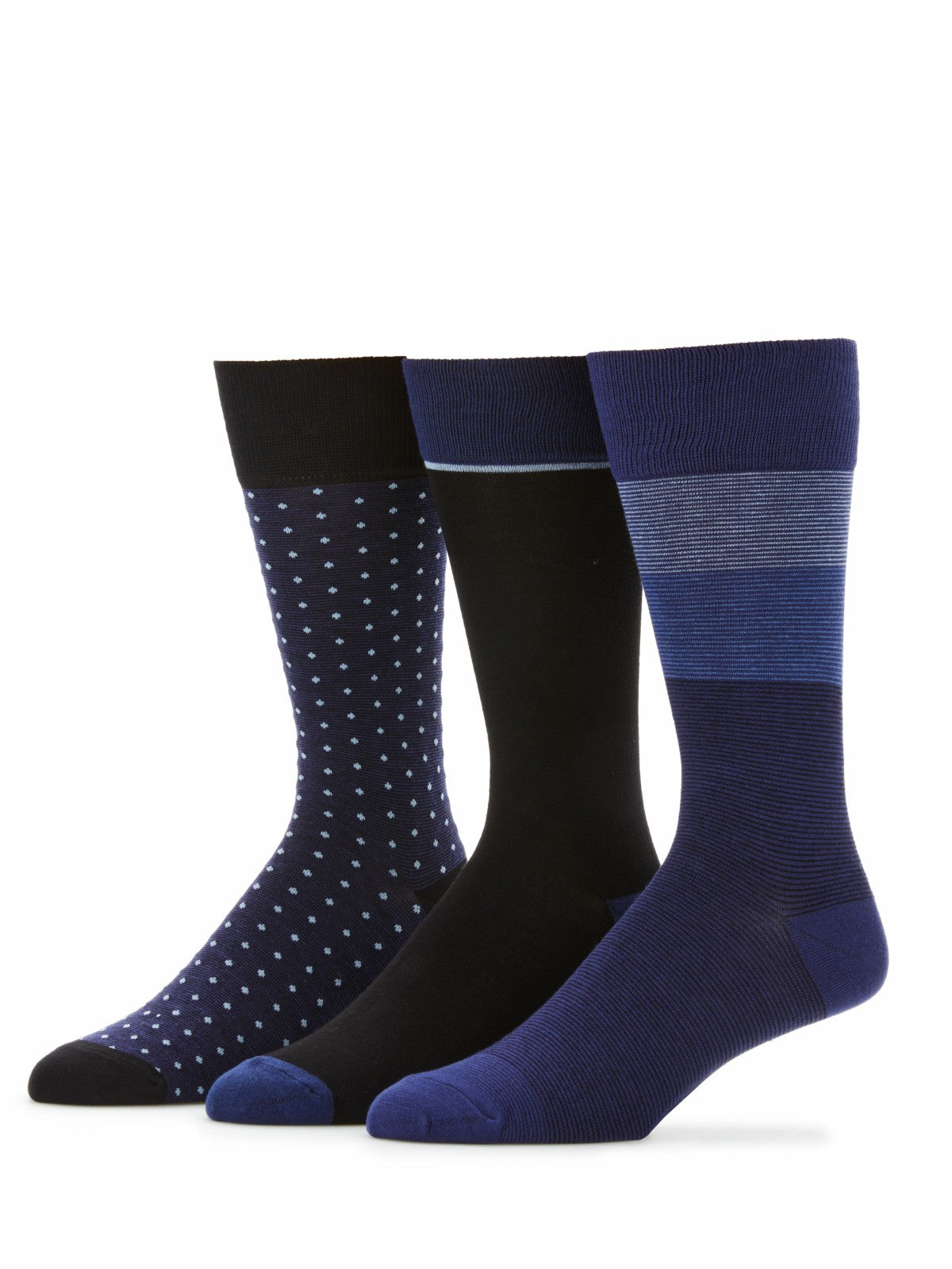 Perry Ellis Shoes 3- Pack Soft Luxury Stripe Color Block Socks