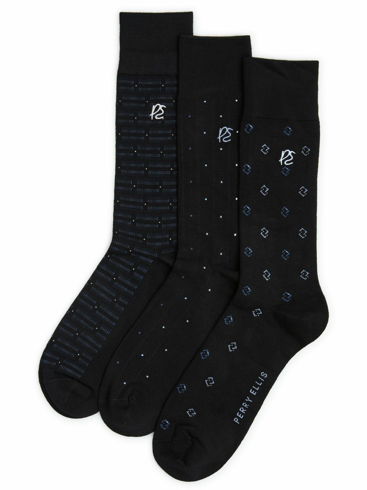 Perry Ellis Accessories 3-Pack Neats Patterned Dress Socks