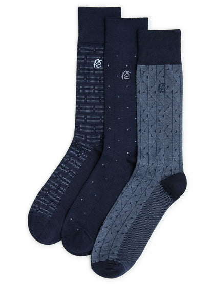 Perry Ellis Accessories Patterned Bamboo Blend 3-Pack Socks